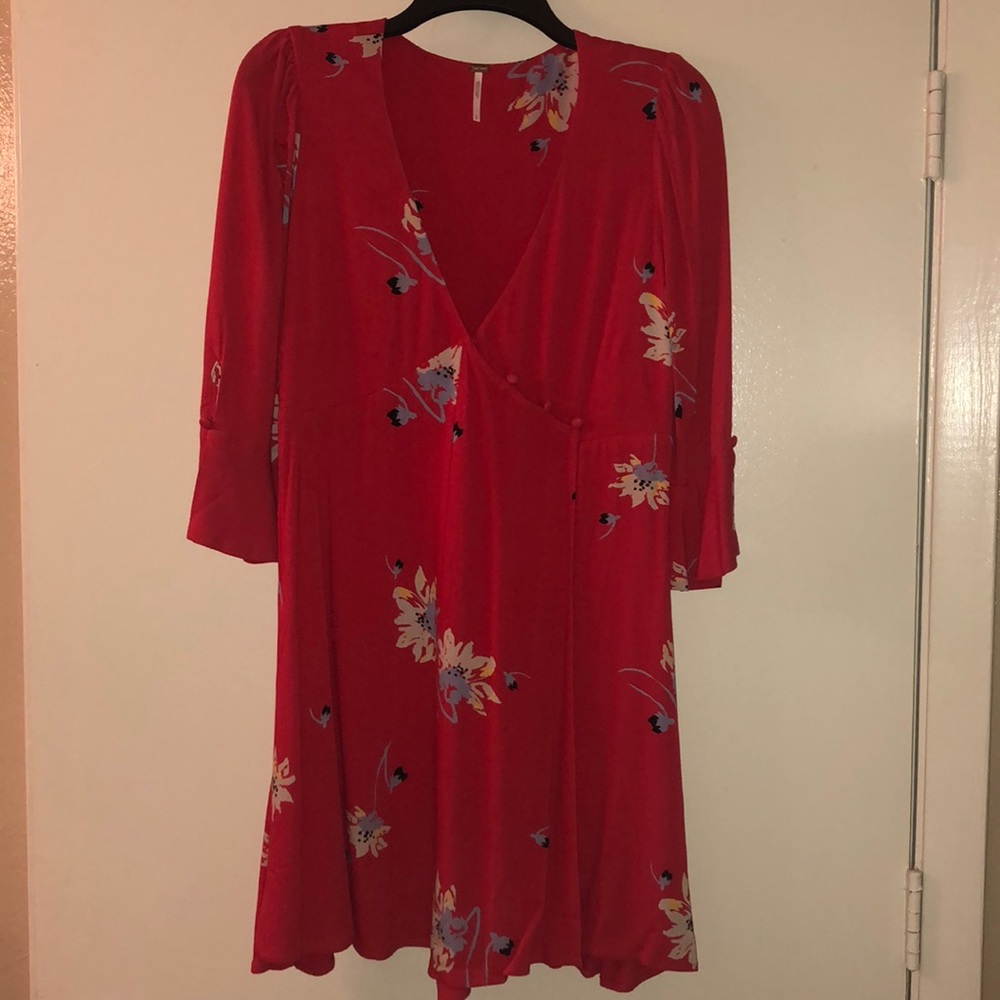 Free People Red Floral Mini Dress